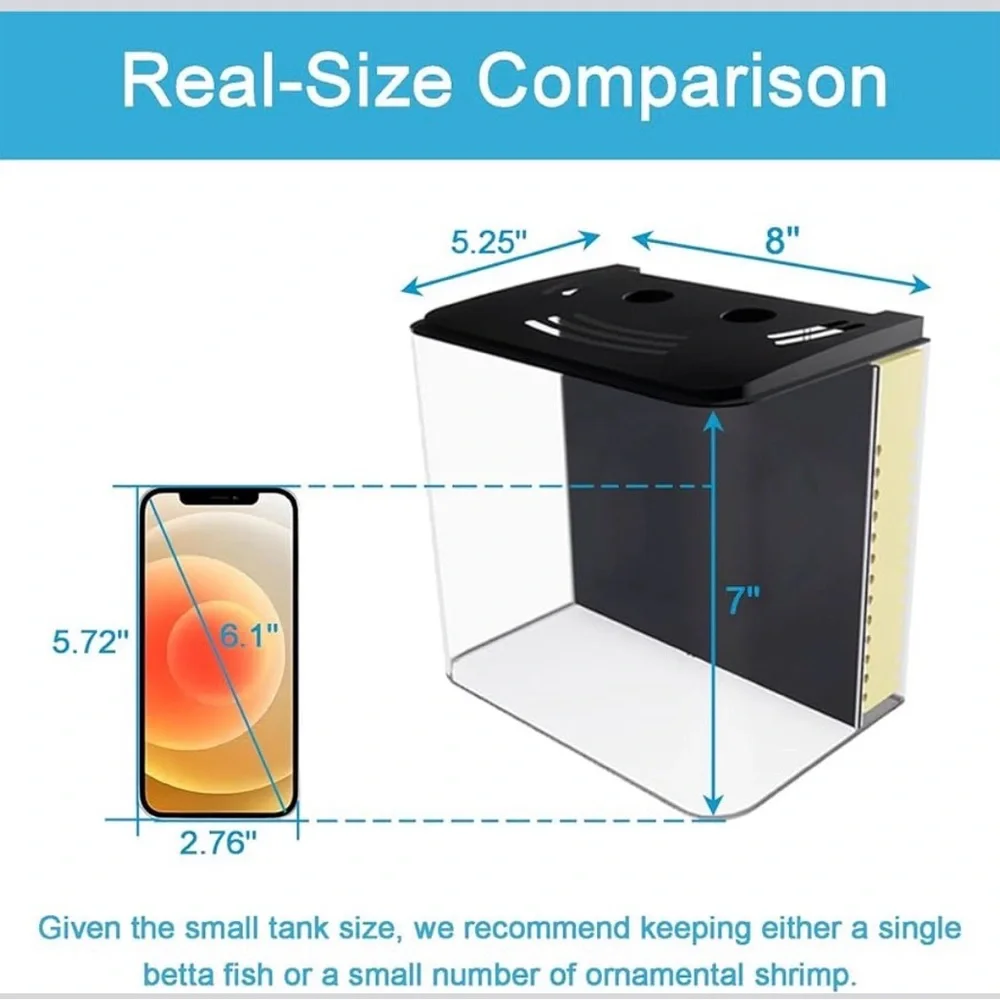 NIB Aquaneat Plastic Aquarium Tank,Aquatic Life,1.2 Gallon,LED,Water Filter Pump